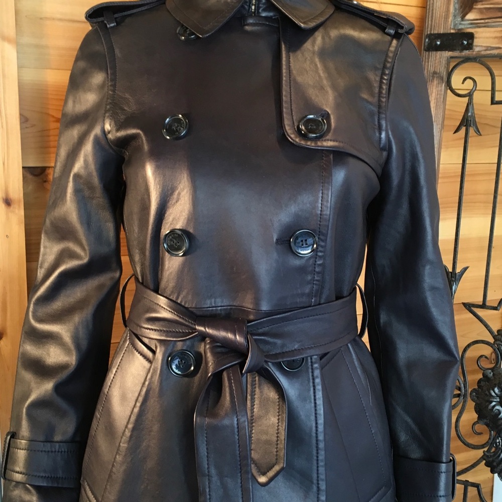 NWT “FRENCH BLUE” COACH LEATHER TRENCH COAT LINED & SOFT (size 2) - Picture 7 of 12
